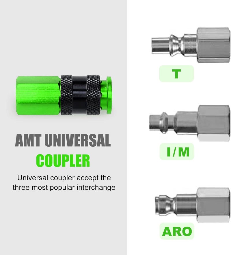 FYPower 15 Pieces 1/4" NPT Aluminum Air Coupler and Plug Kit, Quick Connect Air Fittings, Industrial Quick Connector Set (Green) - Image 3